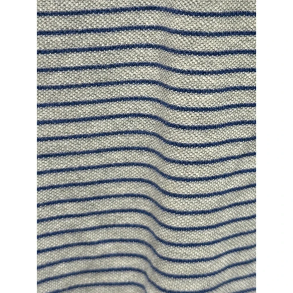 Levis Mens Gray Blue Striped Short Sleeve Cotton Pique Polo Shirt Size M
